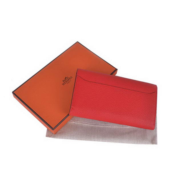 Cheap Fake Hermes Constance Long Wallets Red Calfskin Leather Silver